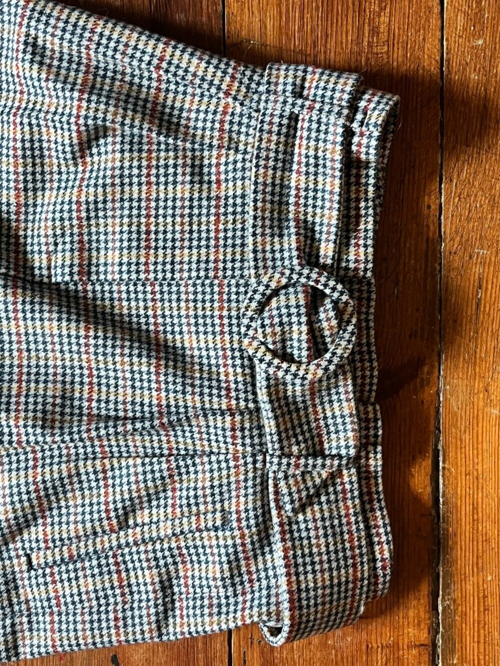 Wool Sezane Houndstooth Trousers with Belt